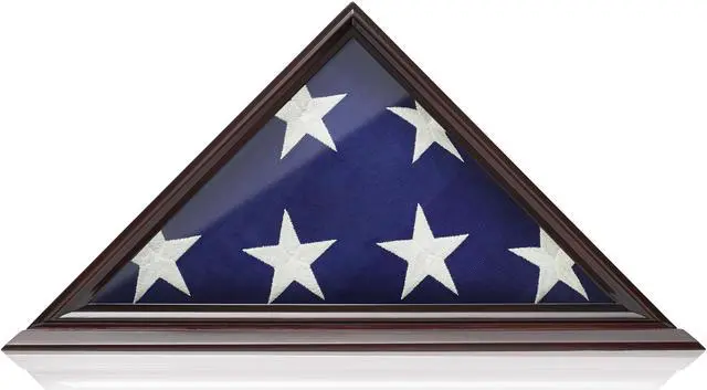 Alt view image 3 of 6 - Reminded Military Memorial American Flag Display Case, Solid Wood Mahogany Finish