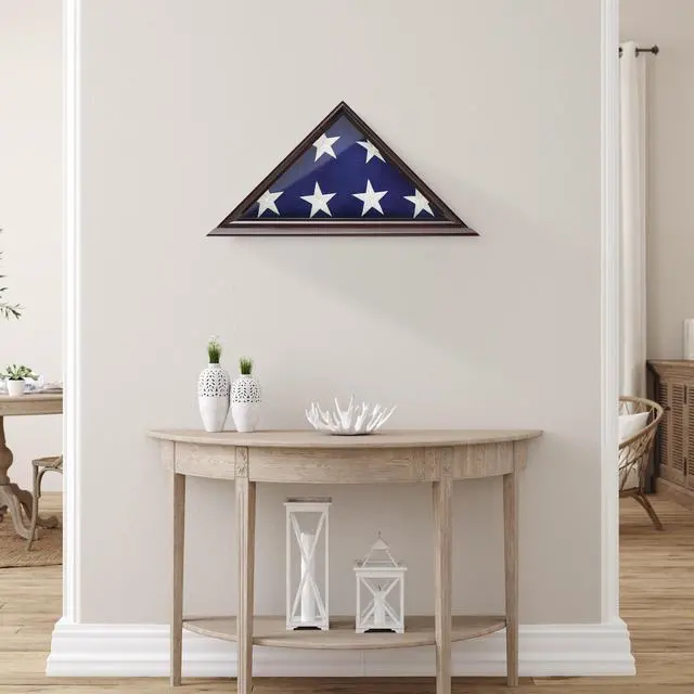 Alt view image 6 of 6 - Reminded Military Memorial American Flag Display Case, Solid Wood Mahogany Finish