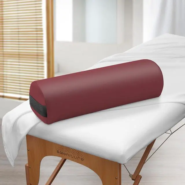 Alt view image 5 of 6 - Saloniture 3/4 Jumbo Round Massage Table Bolster Pillow Pad - 26 x 9 x 6-1/4 Inch - Burgundy