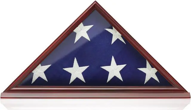 Alt view image 3 of 6 - Reminded Memorial Veteran American Flag Display Case, Solid Wood Cherry Finish