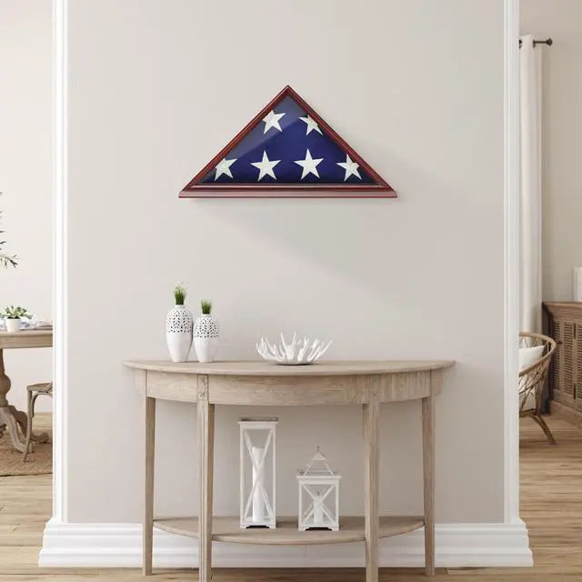 Alt view image 6 of 6 - Reminded Memorial Veteran American Flag Display Case, Solid Wood Cherry Finish