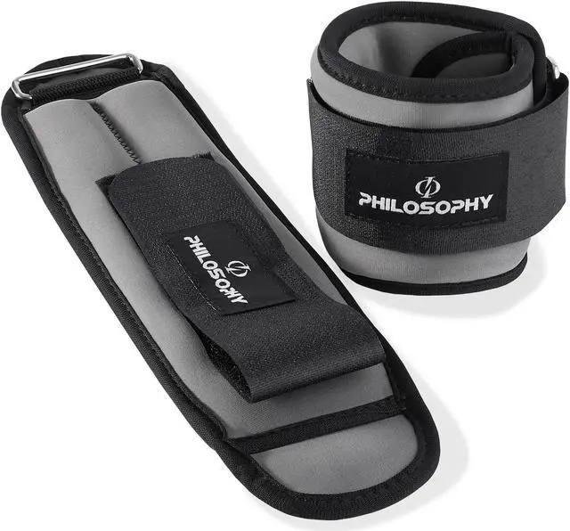 Main image of Philosophy Gym Adjustable Ankle/Wrist Weights, Set of 2 - 1 lb Each, 2 lb Total for Strength Training and Fitness
