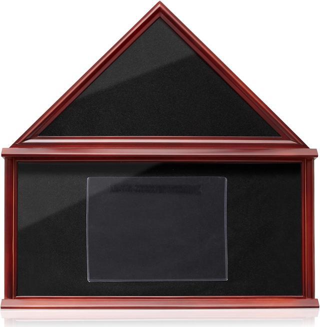 Alt view image 2 of 6 - Reminded Large Military Shadow Box Memorial Flag Display Case fits 5' x 9' Flag, Solid Wood Mahogany Finish