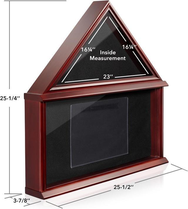 Alt view image 4 of 6 - Reminded Large Military Shadow Box Memorial Flag Display Case fits 5' x 9' Flag, Solid Wood Mahogany Finish