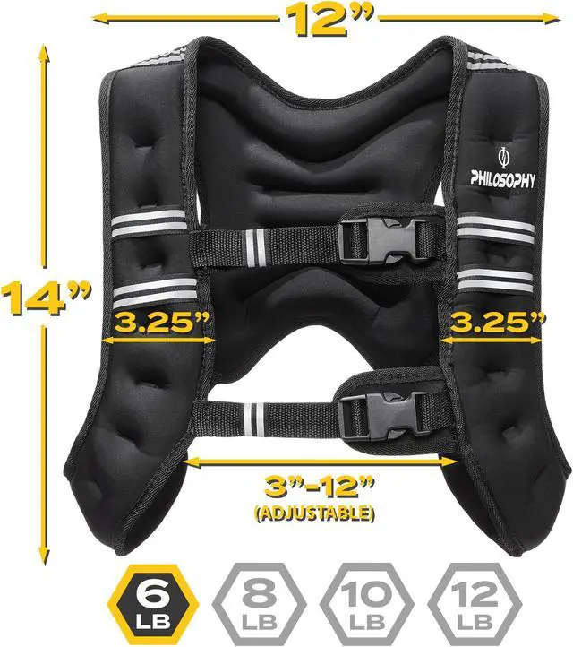 Alt view image 3 of 6 - Philosophy Gym Weighted Workout Vest 6 LB, Strength Training Fitness Body Weight Vest