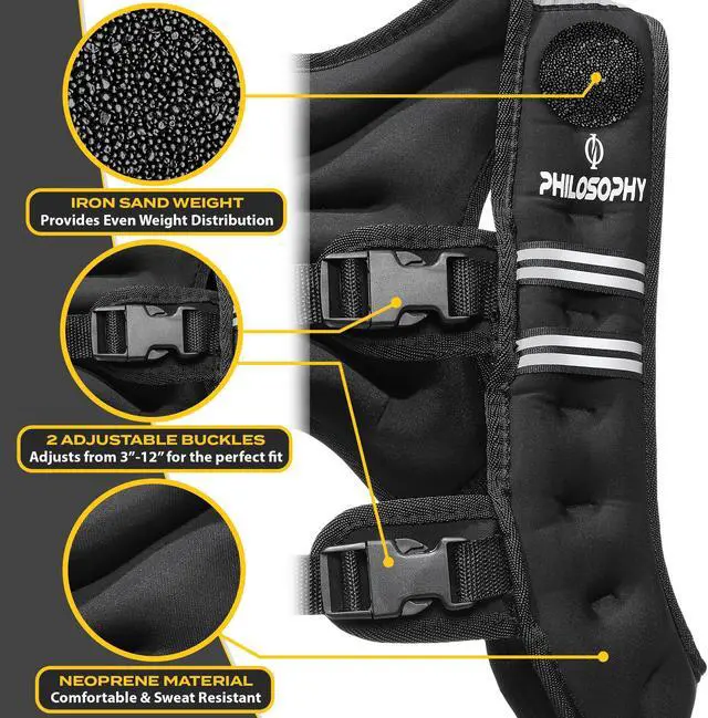 Alt view image 4 of 6 - Philosophy Gym Weighted Workout Vest 6 LB, Strength Training Fitness Body Weight Vest
