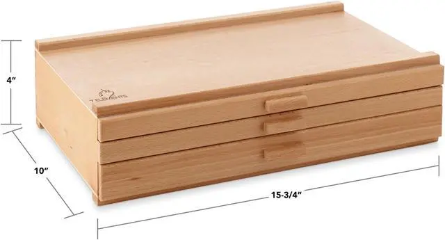 Alt view image 6 of 6 - 7 Elements 3 Drawer Wooden Artist Storage Supply Box for Pastels, Pencils, Pens, Markers, Brushes and Tools