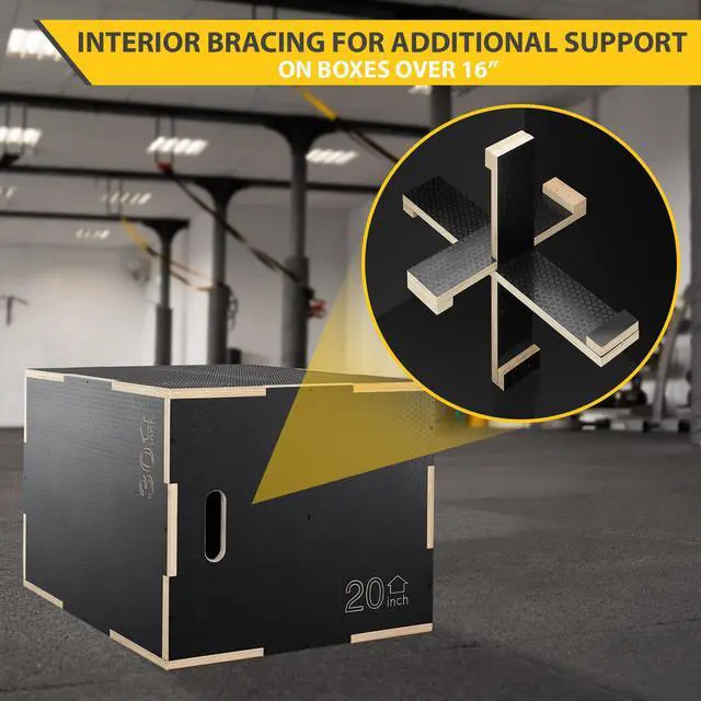 Alt view image 4 of 6 - Philosophy Gym 3 in 1 Non-Slip Wood Plyo Box, 20" x 18" x 16", Black, Jump Plyometric Box for Training and Conditioning