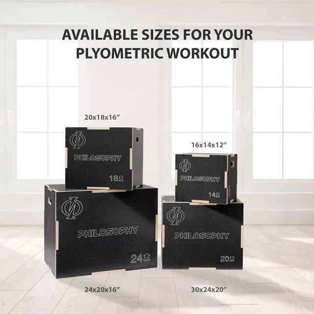 Alt view image 5 of 6 - Philosophy Gym 3 in 1 Non-Slip Wood Plyo Box, 20" x 18" x 16", Black, Jump Plyometric Box for Training and Conditioning