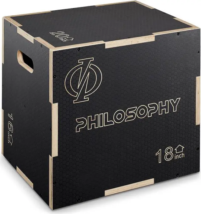 Main image of Philosophy Gym 3 in 1 Non-Slip Wood Plyo Box, 20" x 18" x 16", Black, Jump Plyometric Box for Training and Conditioning