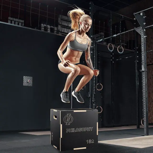 Alt view image 6 of 6 - Philosophy Gym 3 in 1 Non-Slip Wood Plyo Box, 20" x 18" x 16", Black, Jump Plyometric Box for Training and Conditioning