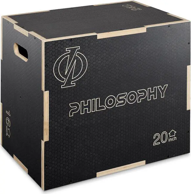 Main image of Philosophy Gym 3 in 1 Non-Slip Wood Plyo Box, 24" x 20" x 16", Black, Jump Plyometric Box for Training and Conditioning