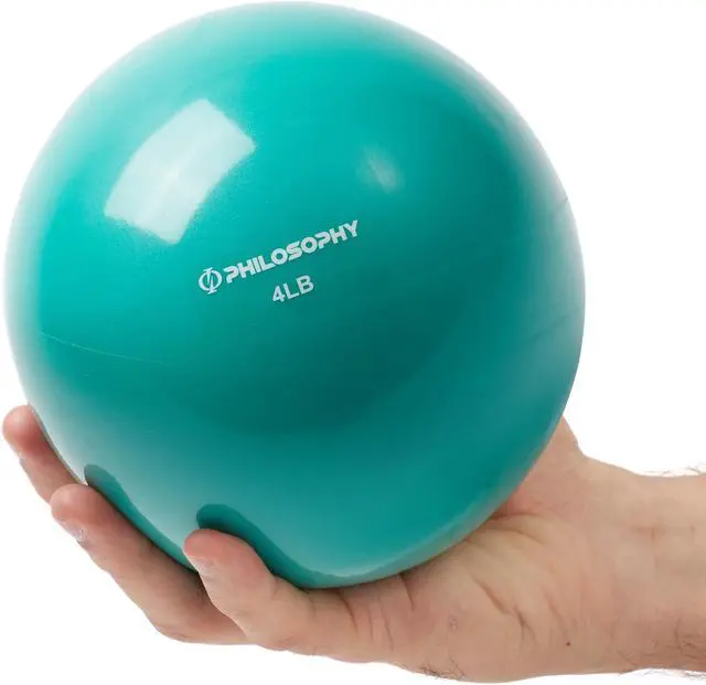Alt view image 2 of 6 - Philosophy Gym Toning Ball, 4 LB, Teal - Soft Weighted Mini Medicine Ball