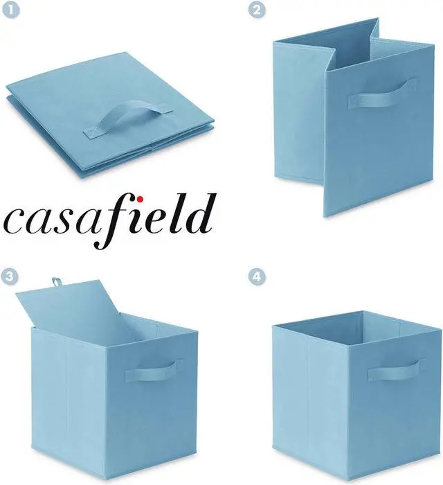 Alt view image 6 of 6 - Casafield Set of 6 Collapsible Fabric Cube Storage Bins, Baby Blue - 11" Foldable Cloth Baskets for Shelves, Cubby Organizers & More