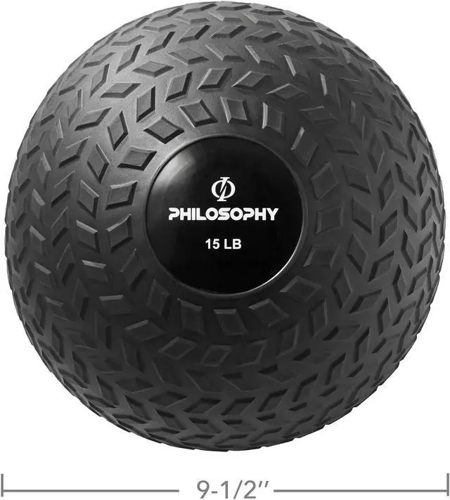 Alt view image 4 of 6 - Philosophy Gym Slam Ball, 15 LB - Weighted Fitness Medicine Ball with Easy Grip Tread