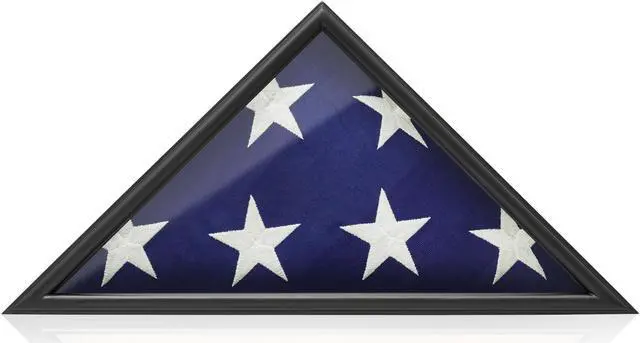 Alt view image 3 of 6 - Reminded Military Burial Flag Display Case, Solid Wood Black Finish