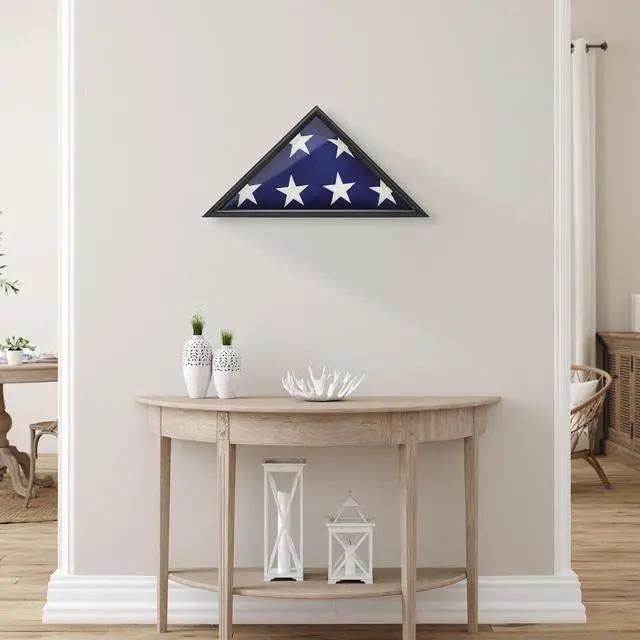 Alt view image 6 of 6 - Reminded Military Burial Flag Display Case, Solid Wood Black Finish