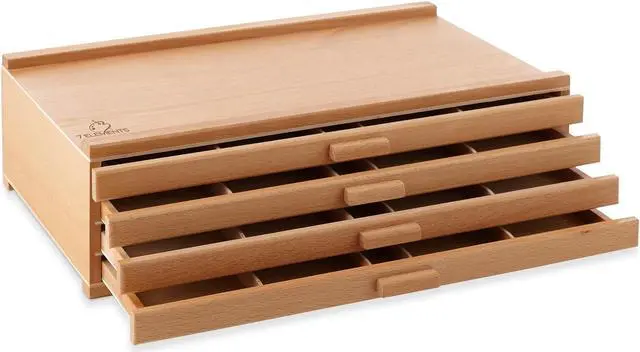 Main image of 7 Elements 4 Drawer Wooden Artist Storage Supply Box for Pastels, Pencils, Pens, Markers, Brushes and Tools