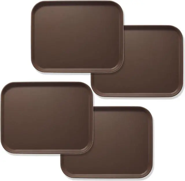 Main image of Jubilee (Set of 4) 14" x 18" Rectangular Restaurant Serving Trays, Brown - NSF Certified Non-Slip Food Service Tray