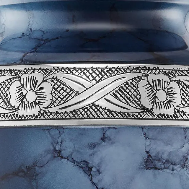 Alt view image 5 of 6 - Reminded Cremation Memorial Urn for Human Ashes, Silver and Blue Adult Funeral Urn with Velvet Bag