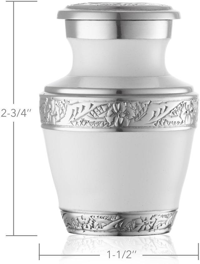 Alt view image 4 of 7 - Reminded Small Cremation Urns for Human Ashes, Mini Keepsake Set of 4 White and Silver with Velvet Case