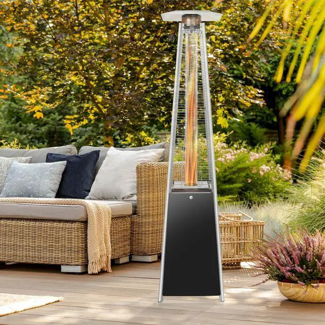 Alt view image 6 of 6 - Casafield Outdoor Propane Patio Heater with Wheels, Black - Modern Dancing Flame, Commercial & Residential, Uses Standard 20lb LP Gas Tank
