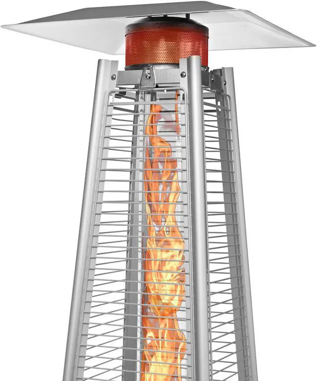 Alt view image 3 of 6 - Casafield Outdoor Propane Patio Heater with Wheels, Black - Modern Dancing Flame, Commercial & Residential, Uses Standard 20lb LP Gas Tank