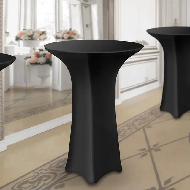 Alt view image 5 of 5 - Lann's Linens - 30" Round Highboy Cocktail Table Cover, Stretch Spandex Fitted Tablecloth - Black