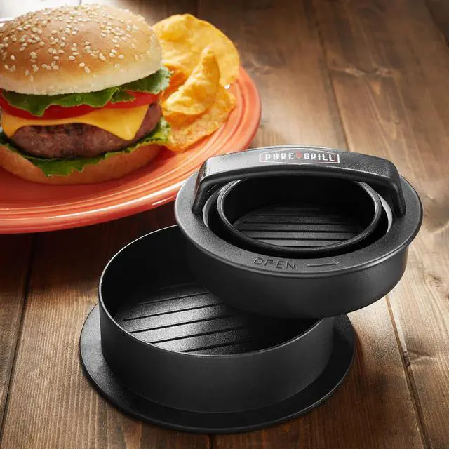 Alt view image 6 of 6 - Pure Grill 3-in-1 Burger Press - Patty Maker with 100 Wax Papers for BBQ Grilling Stuffed Hamburgers, Beef Patties, and Sliders