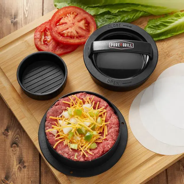 Alt view image 4 of 6 - Pure Grill 3-in-1 Burger Press - Patty Maker with 100 Wax Papers for BBQ Grilling Stuffed Hamburgers, Beef Patties, and Sliders
