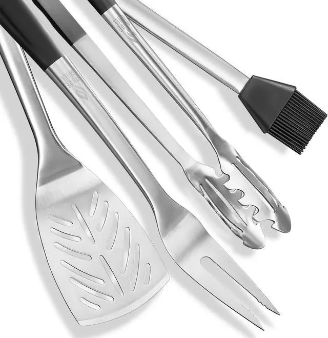 Alt view image 3 of 7 - Pure Grill 4-Piece Stainless Steel BBQ Tool Utensil Set - Professional Grade Barbecue Accessories