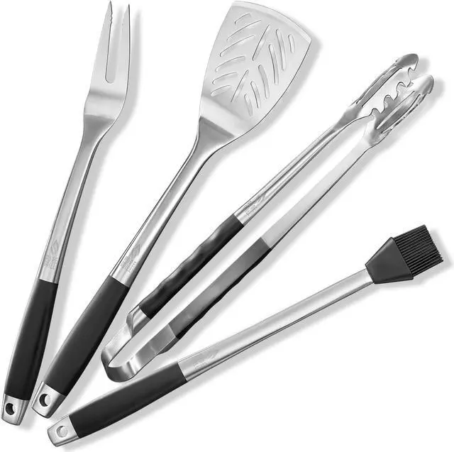 Alt view image 2 of 7 - Pure Grill 4-Piece Stainless Steel BBQ Tool Utensil Set - Professional Grade Barbecue Accessories