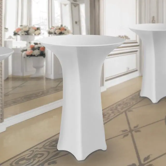 Alt view image 5 of 5 - Lann's Linens - 30" Round Highboy Cocktail Table Cover, Stretch Spandex Fitted Tablecloth - White