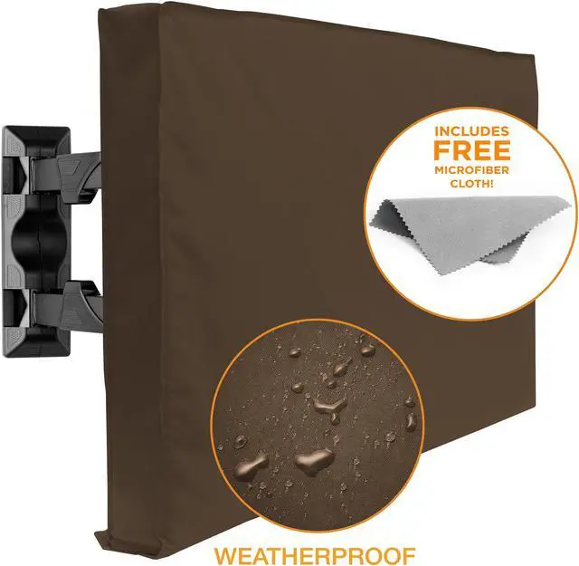 Alt view image 4 of 7 - outdoor tv cover - 60" model for 58'' - 62" flat screens - slim fit - weatherproof weather dust resistant television protector - brown