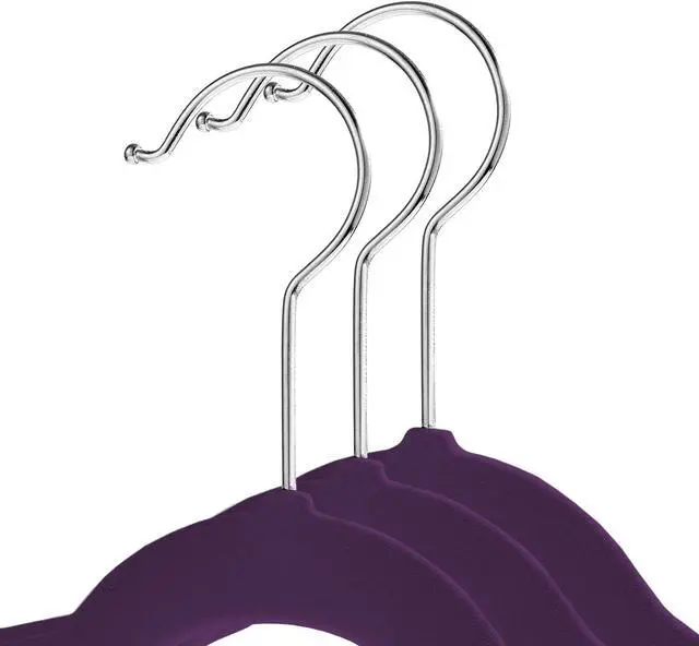 Alt view image 2 of 6 - Casafield 50 Velvet Kid's Hangers - 14" Size for Children's Clothes - Purple