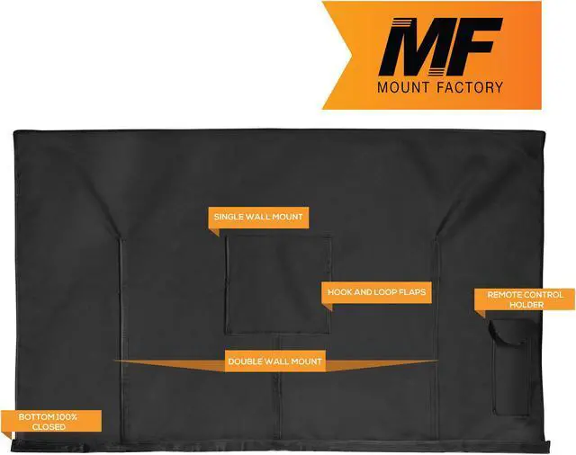 Alt view image 2 of 8 - Mount Factory Outdoor TV Cover - 65" Model For 63" - 67" Flat Screens - Slim Fit - Weatherproof Weather Dust Resistant Television Protector - Black