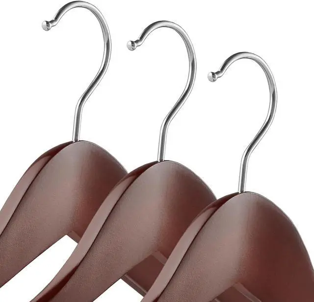 Alt view image 2 of 4 - Casafield - 6 Cherry Wide Shoulder Wooden Suit Hangers - Premium Lotus Wood, Non-Slip Pant Bar & Chrome Swivel Hook for Dress Clothes, Coats, Jackets, Pants, Shirts, Skirts