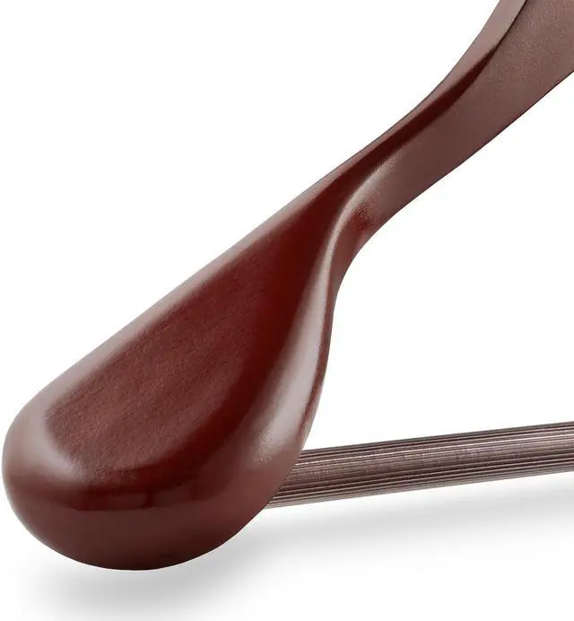 Alt view image 3 of 4 - Casafield - 6 Cherry Wide Shoulder Wooden Suit Hangers - Premium Lotus Wood, Non-Slip Pant Bar & Chrome Swivel Hook for Dress Clothes, Coats, Jackets, Pants, Shirts, Skirts