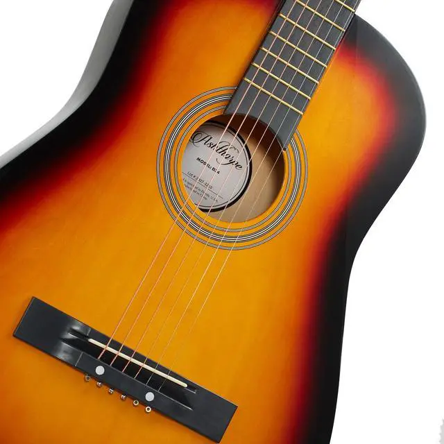 Alt view image 2 of 6 - Ashthorpe 38-inch Beginner Acoustic Guitar Package (Sunburst), Basic Starter Kit w/ Gig Bag, Strings, Strap, Tuner, Pitch Pipe, Picks
