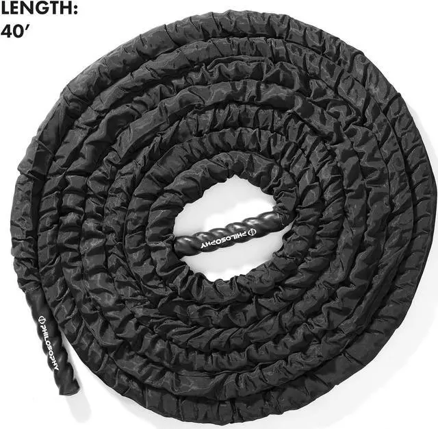 Alt view image 3 of 6 - Philosophy Gym 40 Foot Exercise Battle Rope 1.5 Inch Diameter with Cover and Anchor Kit