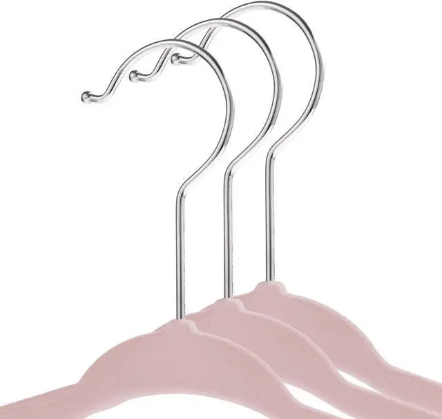 Alt view image 2 of 6 - Casafield 50 Velvet Baby Hangers - 11" Size for Infant & Toddler Clothes - Light Pink