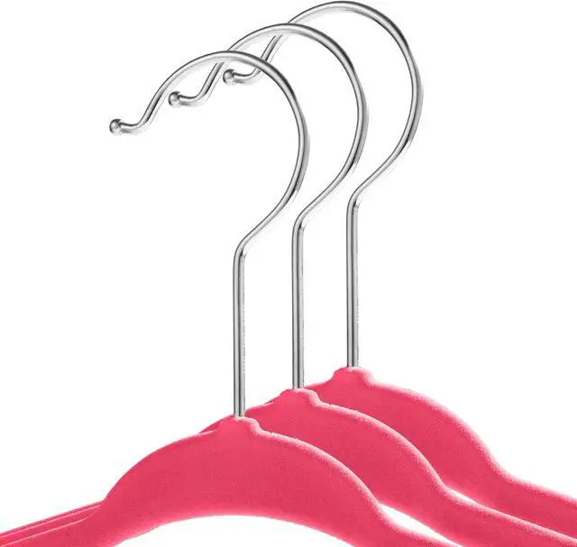 Alt view image 2 of 6 - Casafield 50 Velvet Baby Hangers - 11" Size for Infant & Toddler Clothes - Pink