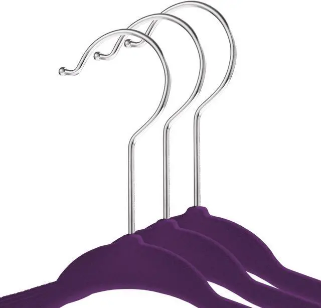 Alt view image 2 of 6 - Casafield 50 Velvet Baby Hangers - 11" Size for Infant & Toddler Clothes - Purple