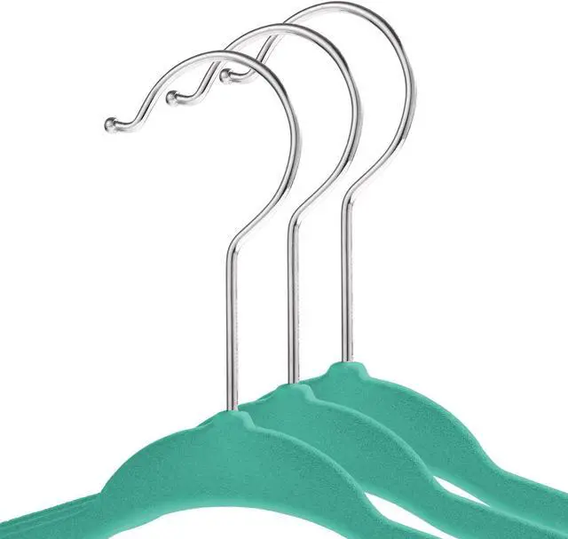 Alt view image 2 of 6 - Casafield 50 Velvet Baby Hangers - 11" Size for Infant & Toddler Clothes - Teal