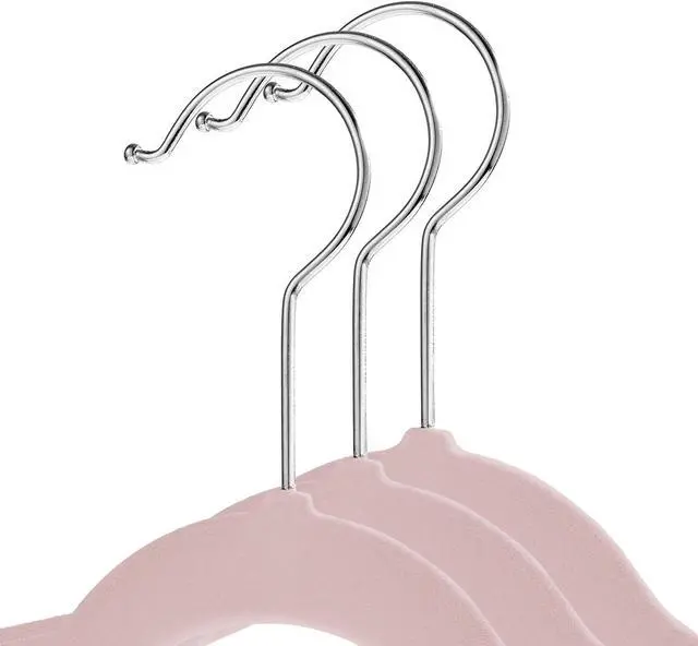 Alt view image 2 of 6 - Casafield 50 Velvet Kid's Hangers - 14" Size for Children's Clothes - Light Pink