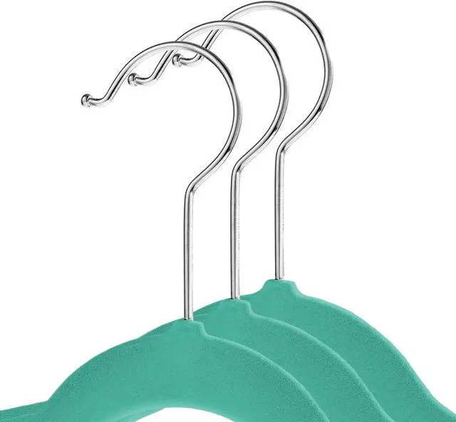 Alt view image 2 of 6 - Casafield 50 Velvet Kid's Hangers - 14" Size for Children's Clothes - Teal