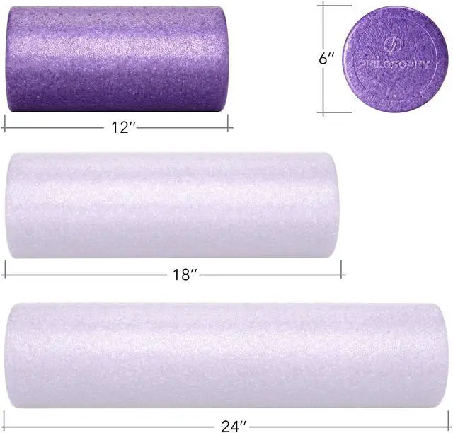 Alt view image 5 of 6 - Philosophy Gym 12" High-Density Foam Roller for Exercise, Massage, Muscle Recovery - Round, Purple