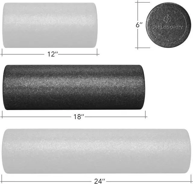 Alt view image 5 of 6 - Philosophy Gym 18" High-Density Foam Roller for Exercise, Massage, Muscle Recovery - Round, Black