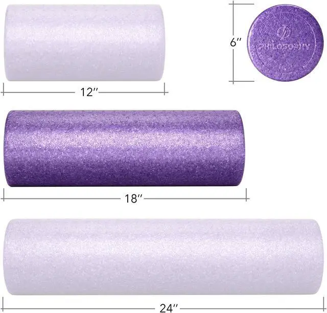 Alt view image 5 of 6 - Philosophy Gym 18" High-Density Foam Roller for Exercise, Massage, Muscle Recovery - Round, Purple
