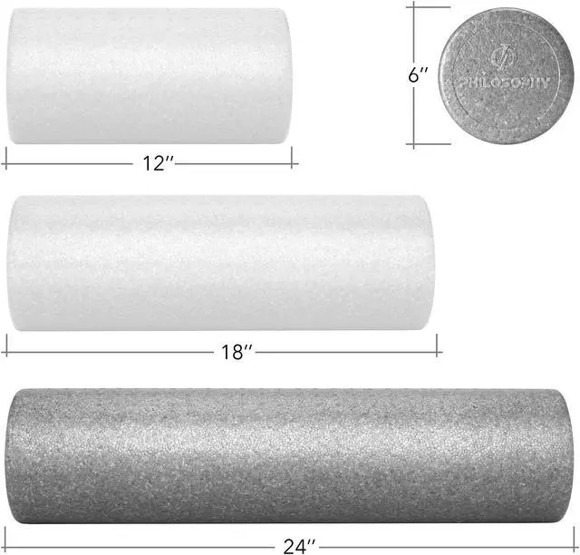 Alt view image 5 of 6 - Philosophy Gym 24" High-Density Foam Roller for Exercise, Massage, Muscle Recovery - Round, Gray